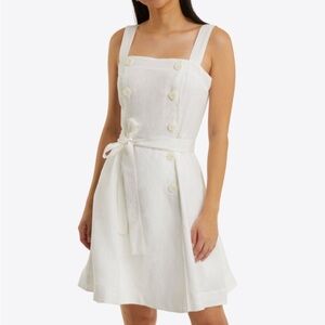 Draper James Kylie Love Circle Magnolia White Mini Dress in Linen, Size 8 Preppy